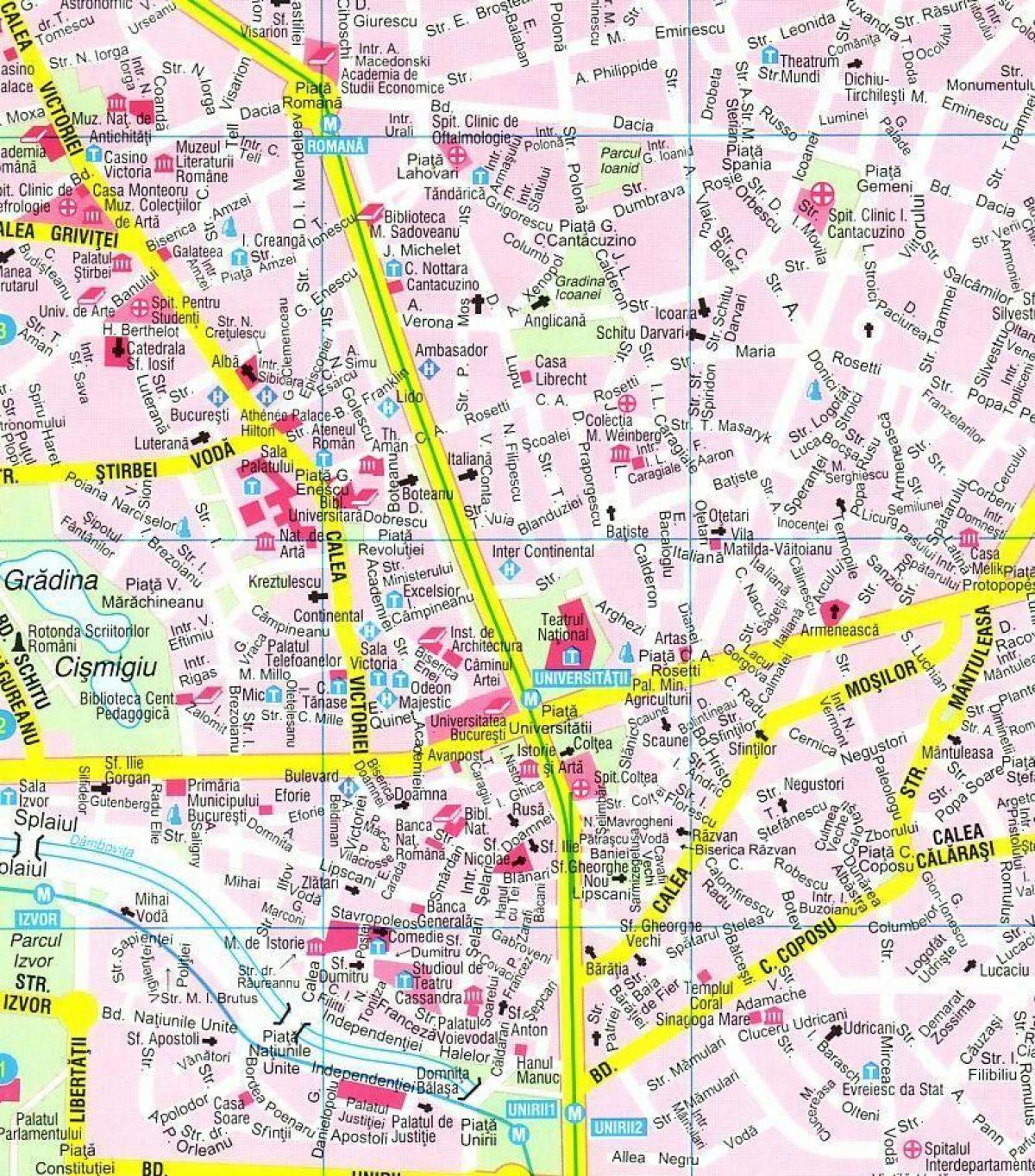 peta dari pusat kota bukares