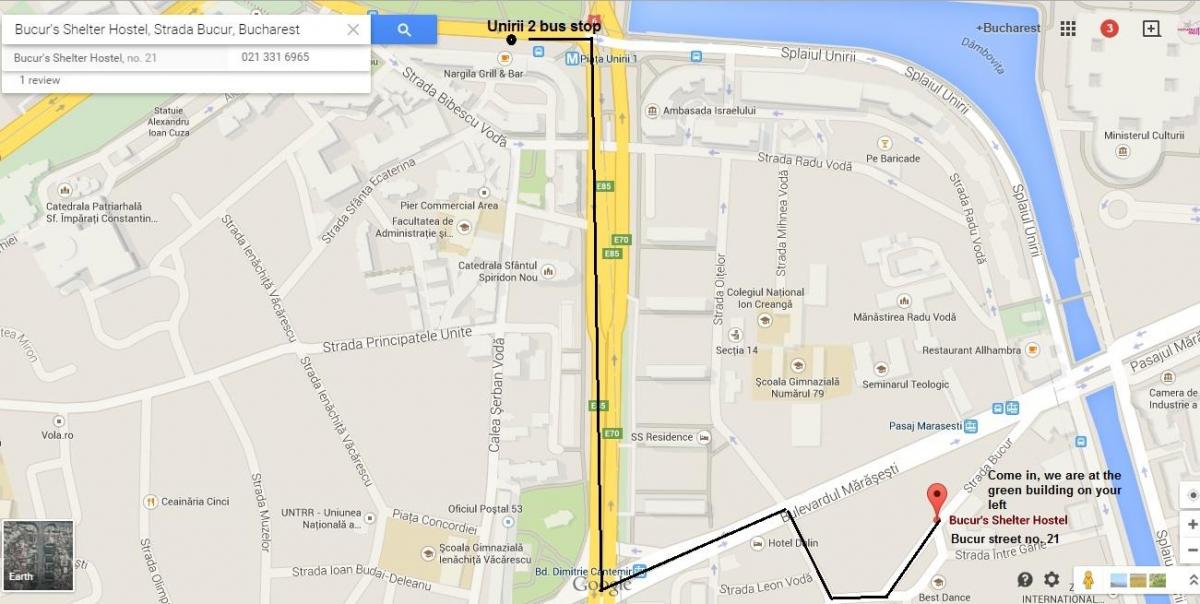 Peta dari hostel bucuresti