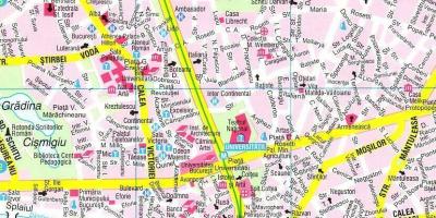 Peta dari pusat kota bukares